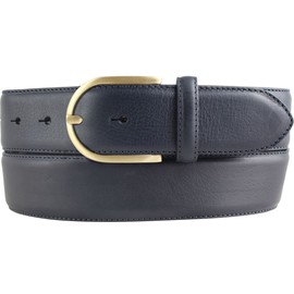 BELTINGER High Quality Denim Belt Made of Full Cowhide Leather with Golden Belt Buckle 4.0 cm | Cambered Leather Belt Women's 40 mm | Jeans Belt Made in Italy, Navy, gold