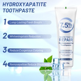 2pcs Hydroxyapatite Toothpaste UK,Hydroxyapatite Toothpaste 7.5 for Enamel Protection,Mint Flavor, Fluoride-Free Formula,Sensitivity Relief, Cavity Prevention, Fresh Breath,120g