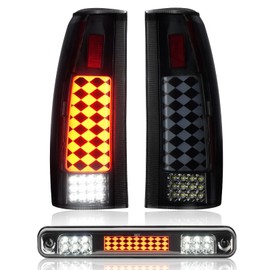 Tail Light + 3rd Third Brake Cargo Lamp for Chevy GMC C1500 K1500 1988-1999, C2500 C3500 K2500 K3500 1988-2000, Silverado 1994-1998, Blazer 92-94, High Mount Stop Light Rear LED Taillight, 5977868