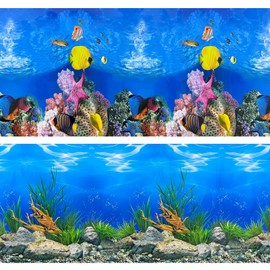 XCNO Aquarium Background Poster Water Plants 3D Coral Fish Tank Background Picture Double Sides Fish Tank Stickers 10 20 Gallon Tank 12"x 25"