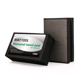 BSRTTOOL Diamond Hand Polishing Pads 120 Grit Sanding Blocks Foam Backing for Tile Stone Marble Concrete Ceramics Granite Glass Wet Dry 1PCS (Grit 120)