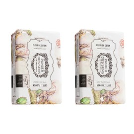 Panier des Sens Cotton Flower Shea butter natural bar soap, bath & body soap bars - Made in France 95% natural - 2 bars, 7oz/200g each