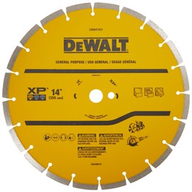 DEWALT 14 in Circular Saw Blade, Dry Wet, Segmented Rim Diamond Blade, 1 in Arbor Size, Extended Performance (DWA47421) (DWA47421)