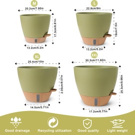 WEICHENGXING Plant Pots,12/10/9/8/ Inch Large Plastic Self Watering Flower Pots Indoor Outdoor with Drainage Holes, Deep Reservoir,Nursery Planting Pot for Indoor Out Door Plants