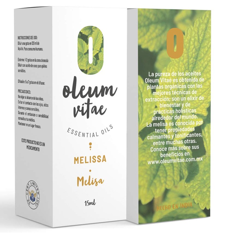 OLEUM VITAE. Aceite Esencial de Melisa. Melissa Officinalis. 100% Puro