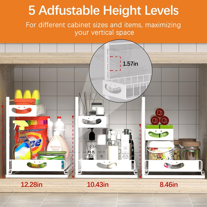 Uninol Under Sink Organizer with Pull-Out Drawers,Kitchen Sink Organizer,2 Tier