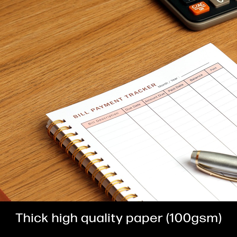 Miru Bill Payment Tracker. A5 Notebook Bill Planner with Spiral