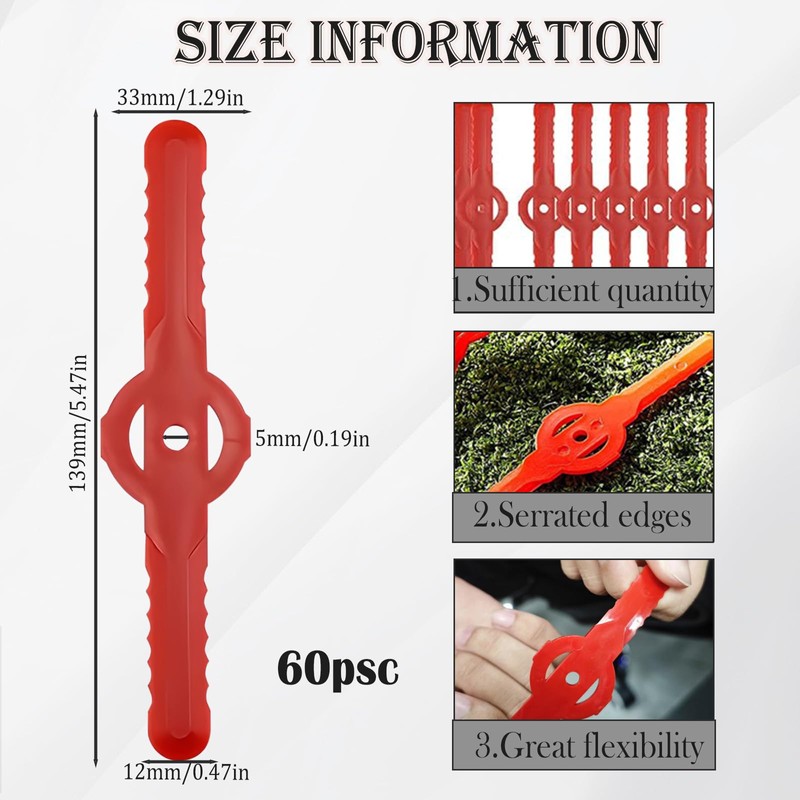 Huakaile 60 Pcs String Trimmer Head Blades Replace, Weed Eater