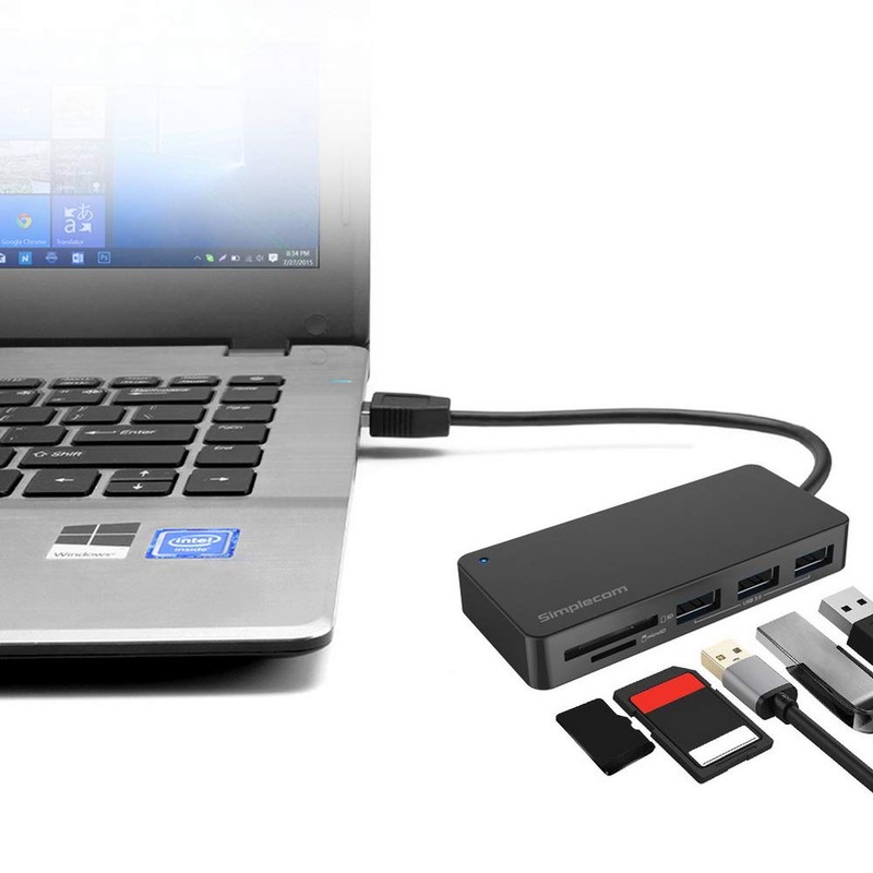 Simplecom CH368 3 Port USB 3.0 Hub with Dual Slot
