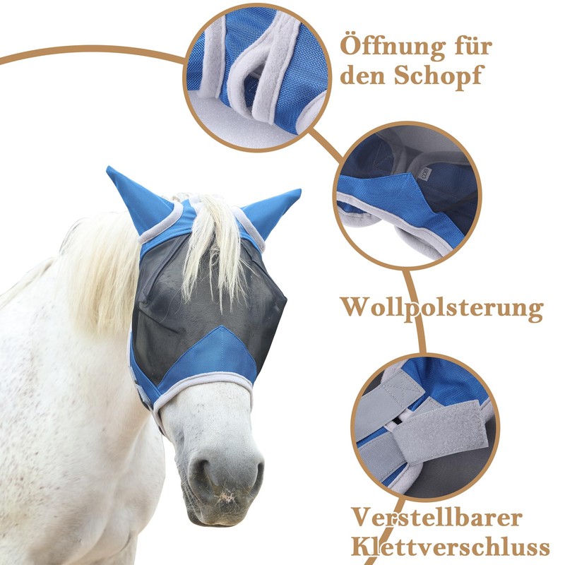 Gallopoff Fly Mask Horse, Horse Mask with Ears Protector Protection,
