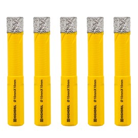 Dry Diamond Core Drill Bit,HIGHDRIL 5Pcs Diameter 10mm 3/8" with Triangle Shank Vacuum Brazed Hole Saw for Concrete Granite Marble Glass Porcelain Tile Masonry Brick