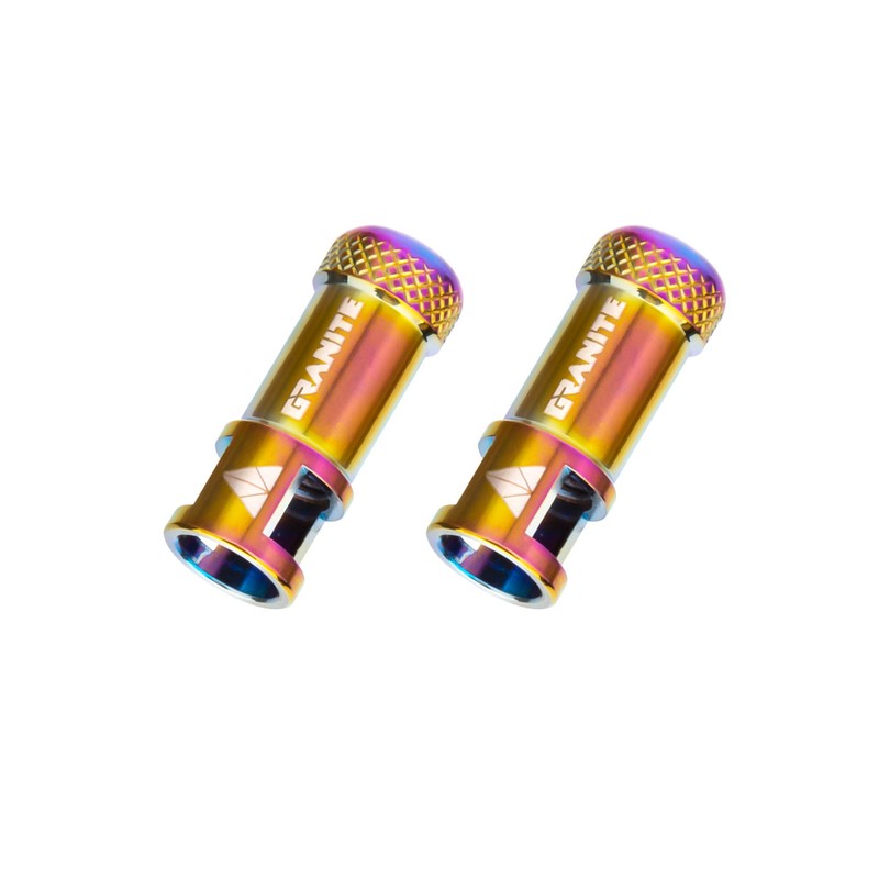Granite Juicy Nipple Valve Caps and 44mm Colour Coordinated Presta