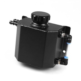Universal 1L Aluminium Alloy Coolant Radiator Overflow Tank Engine Oil Catch Can Expansion Tank Reservoir (Black)