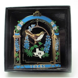 Texas State Bird & Flower Brass Ornament