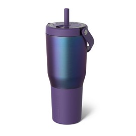 BrüMate Resa 35oz 100% Leakproof Travel Tumbler with Handle & Straw | Flexible Soft Sip Straw | Silicone Sleeve for Ultimate Durability | Stainless Steel | Cup Holder & Travel Friendly | (Dark Aura)