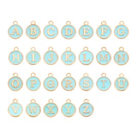 PATIKIL Letter Charm, 1 Set A to Z Alphabet Charm Initial Pendant Charm Bulk Cute Double Sided Blue Designer DIY for Jewelry Making Bracelets Earrings Necklace Crafts, Blue