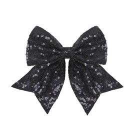 Koolgil 5 Inch Glitter Big Bow Sequins Bling Hair Clip Cheerleading Hair Bow with Alligator Clips Hair Accessories for Women Teens Girls Kids (B- Black)