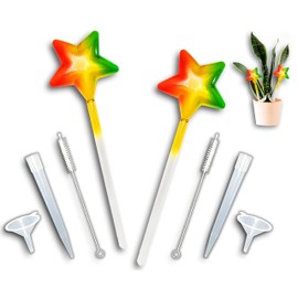 Ipra, AquaPopz, Unique Glass Star, Plant Watering Globes, Self Water Bulbs, Device for Plants, Automatic Waterer Globe, Outdoor Devices, Glass Spikes, Auto Feeder System, 2Pack, GreenYellowRed