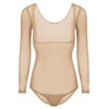 LinvMe Women's Mesh Sheer Chest Opened Belly Dance Bodysuit Nude