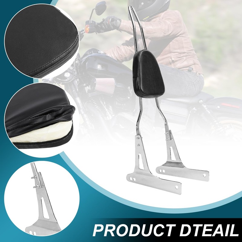 AUFER Detachable Chrome Passenger Backrest Sissy Bar With Backrest Pad