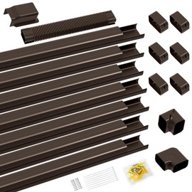 Mxclimate 4in 25ft PVC Line Set Cover Kit for Mini Split and Central Air Conditioners,AC Heat Pump Systems,Decorative Tubing Pipe Covers. Brown