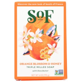 South Of France Triple Milled Soap Bar, Orange Blossom & Honey, Cruelty Free, Gluten Free & Non-GMO, 6 Ounce (Pack of 3)