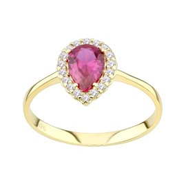 Old English Jewellers 9ct Yellow Gold Ruby Teardrop Cluster Ring size J K L M N O P Q R S (Q)
