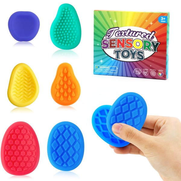 Qcdou Fidget Toy Set, Fidget Toys Sensory Stone, 6 Pack