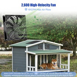 MARBERO 4.7 Inch Solar Powered Fan Kit, 15W Solar Panel with 2 Waterproof Fans, Intake or Exhaust Air Fan wtih 13 Ft Cable for Outside Backyard Chicken Coops, Greenhouses, Dog Houses, Pet Houses