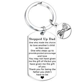 Nfyxcaz Stepdad Keyring Gifts for Stepfather Father’s Day Gifts Bonus Dad Keyring Thank You Gifts for Step Dad Christmas Birthday Gifts for Stepdad