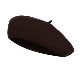 Women Girls French Themed Party Beret Hat Chiffon Scarf Gloves Retro Oval Sunglasses Fancy Dress Costume accessories Set (Brown)