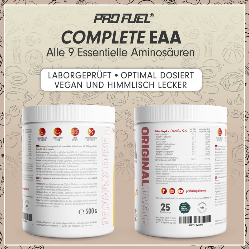 EAA Powder 500 g Ice Tea Peach - 12,500 mg