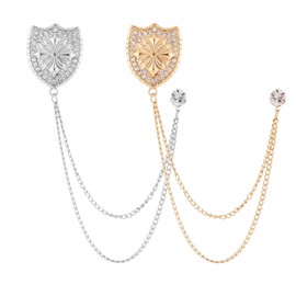 Men's Brooch Shield Chain brooch Suit Pin Badge Hanging Chains Collar Brooches Husband Boyfriend Valentine's Day Anniversary Birthday Gift