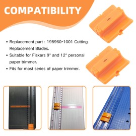 Trimmer Cutting Replacement Blades 195960-1001 for Fiskars Personal Trimmer, 9" & 12" Paper Cutter, Craft Style G Blades for Scrapbooking, Sewing & Arts (2 Pack)