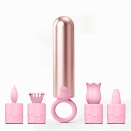 6 in1 Handheld Facial Massager - Powerful Mini Waterproof & Rechargeable Vibration massager - for Face & Body Skin Care, Muscle Relaxation and Serum Absorption 5-Piece Accessory Set (Pink-6 in1)