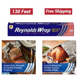 Reynolds 130 Square Feet, Wrap Heavy Duty Aluminum Foil , Non-Stick, Recycled, Grill
