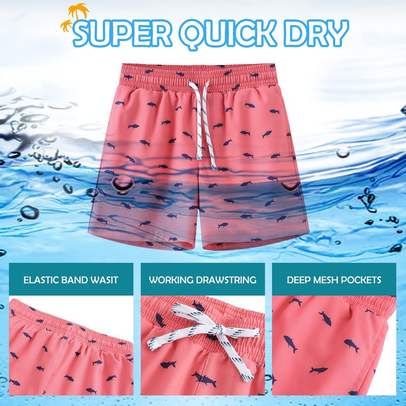 HODOSPORTS Ropa Traje de baño para niños con bolsillos, Tiburón