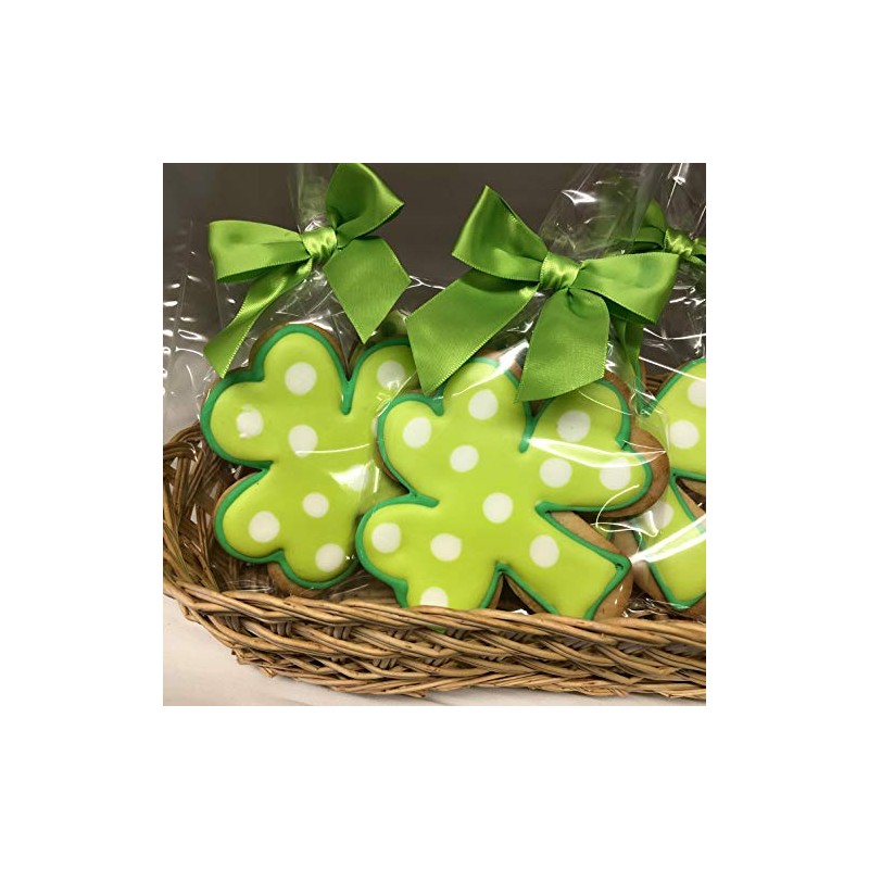 Shamrock Cookies- 6 Decorated Shortbread St Patricks Day Individually Wrapped