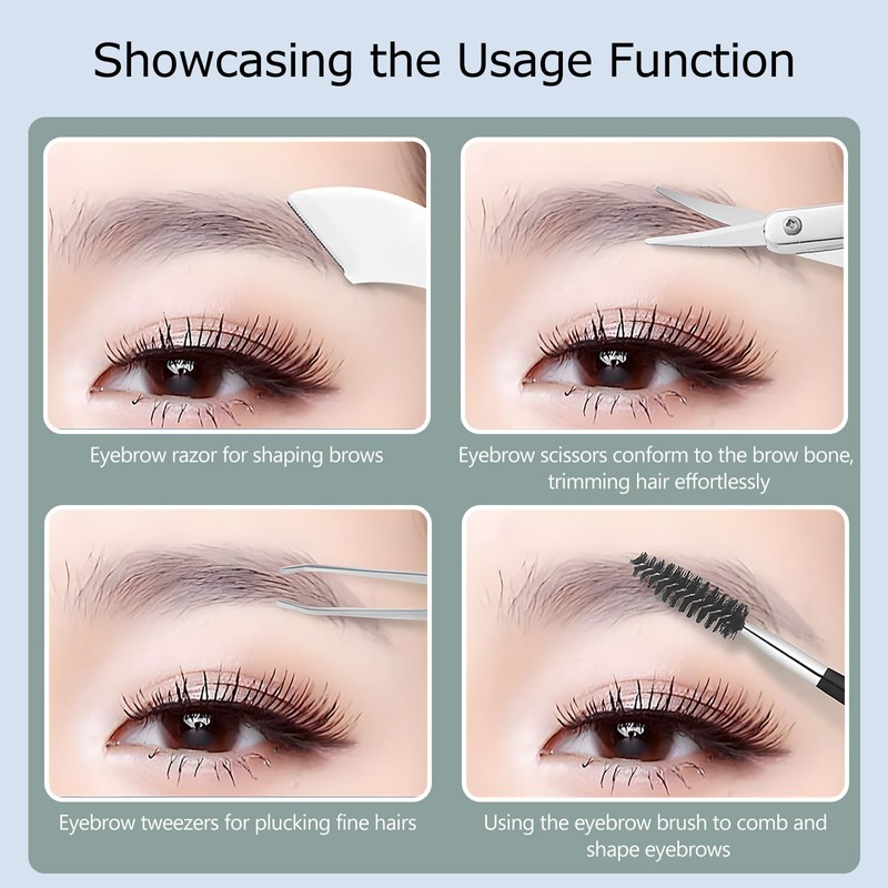 Eyebrow Trimmer Kit, 5-in-1 Set with Eyebrow Scissors, Eyebrow Razor,
