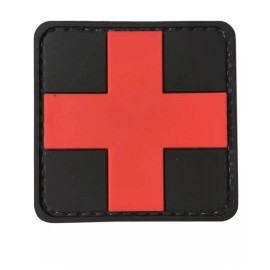 3D PVC First Aid Medical Cross Red Symbol Combat Medic Patch 1.5"x1.5" Square