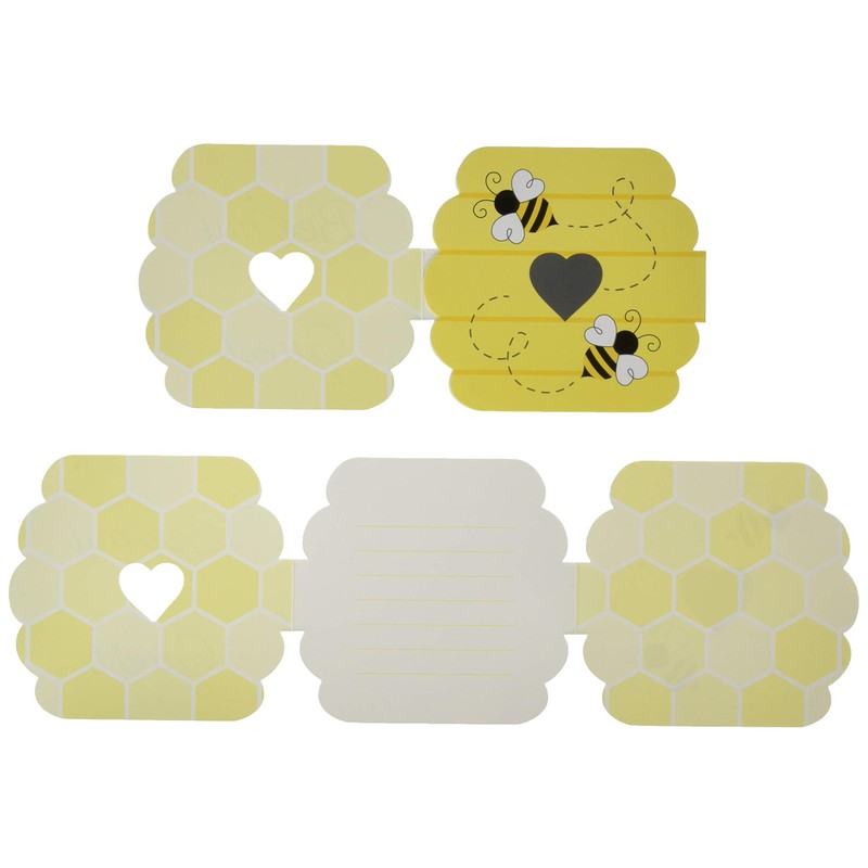 Creative Converting Bumblebee Baby Invitations, 4.5" x 4.5", Multi-color