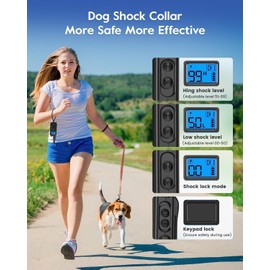 Dog Training Collar with Remote, Electronic Dog Shock Collar with Beep, Vibration, Shock, Light and Keypad Lock Mode, Electric Training Collar Set for Small Medium Large Dogs (Black Green)