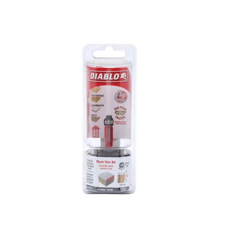 Diablo Carbide Flush Trim Router Bit - Cuts Hardwood, Softwood,