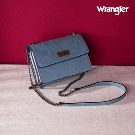 Wrangler CrossBody Purse for Women Western Small Clutch Wallet Trendy Shoulder Bag with Chain Strap Gift Blue WG149-236JN