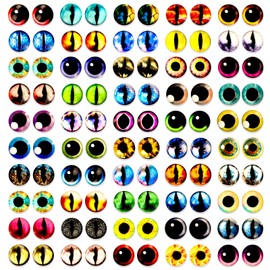 MWOOT 100 Pcs 12mm Dragon Eyes Cat Glass Eyes for Crafts, Glass Cabochon for Clay, Doll Animal Eye, Jewelry Making, Sculptures, Props, DIY Crafts,Halloween Christmas Decoration