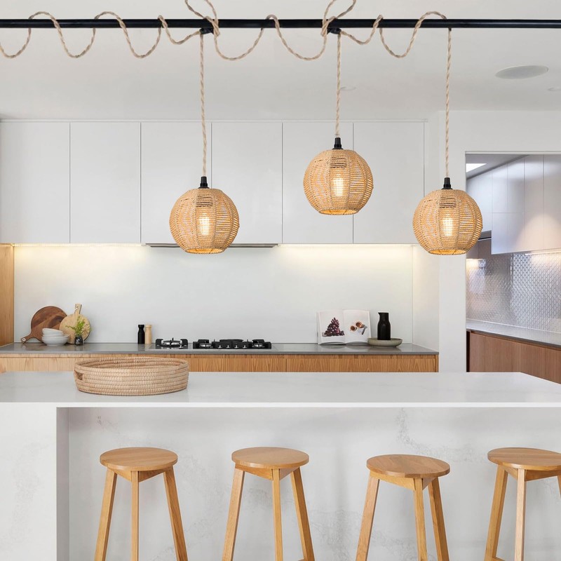 ALAISLYC 3 Lights Plug in Pendant Light with Cord On/Off