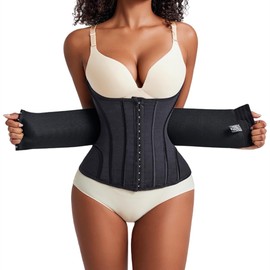 MISTHIN Waist Cincher Shaperwear for Womem Full Body Women Double Belt Wrap Corset Trainer Tummy Control Shaper (Black, Small)