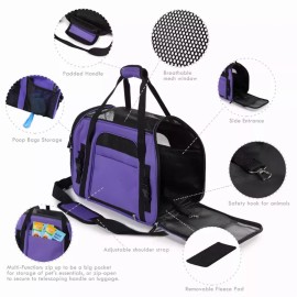 TD JESPET Airline Approved Cat and Dog Carrier Soft-Sided Collapsible Travel Handbag for Small Dogs Cats Car Seat Pet CarrierSize: 19" x 10" x 13", Color: Pink