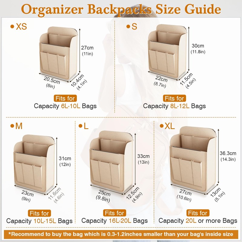 SHINGONE Felt Bag Organiser Backpack for Men and Women, Backpack