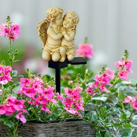 LAIAMER Solar Garden Angel Lights, Waterproof Outdoor Garden Angels Statue Decorations Angel Solar Lights for Cemetery Gravesite Grave Outside Yard Patio Lawn Porch (Baby Angel)